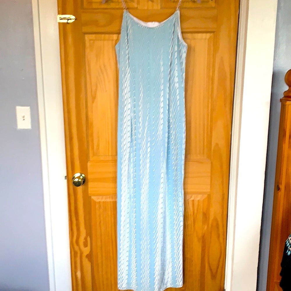 Baby Blue Crushed Velvet Gown